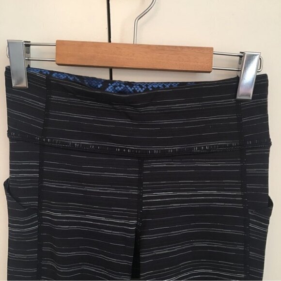 LULULEMON Pace Rival Crop Cyber Stripe Naval Blue Black / Black Sz 4 - Picture 4 of 8